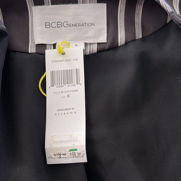 NWT! BCBG size 6 jacket Black/White stripe satin - Picture 9 of 9